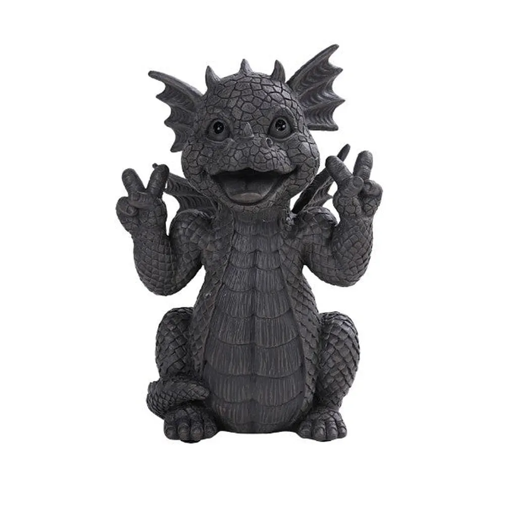 10.75" Garden Dragon Statue - Peace Sign