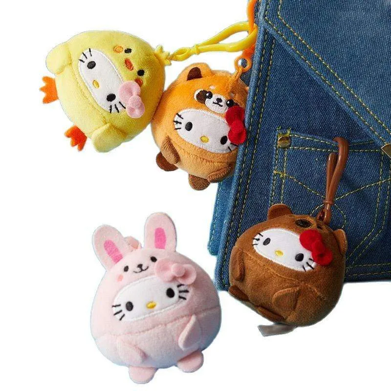 10CM Cartoon Stuffed Animals Kt Cat Plush Toy Anime Kawaii Cute Soft Keychain Pendant Plushie Girls Doll Toys Children Gifts