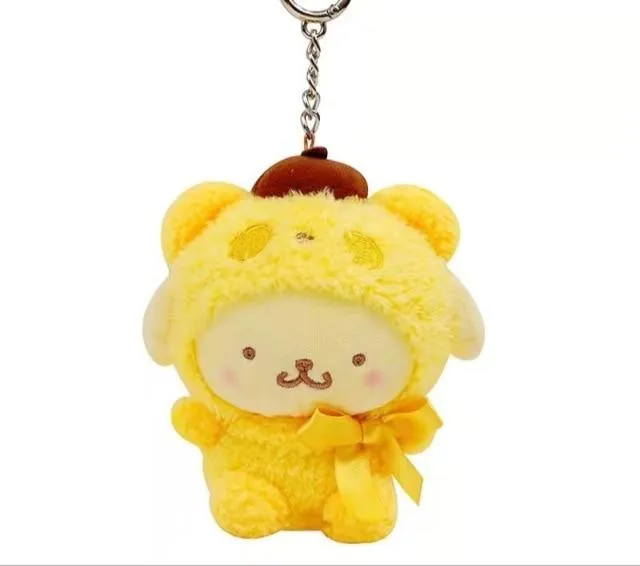 10Cm Kawaii Sanrio Anime Kuromi Melody Cinnamoroll Kt Cat Purin Dog Plush Toy Keychain Animals Cute Plushie Pendant Doll Girls