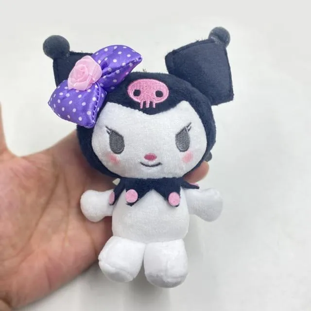 10Cm Kawaii Sanrio Anime Kuromi Melody Cinnamoroll Kt Cat Purin Dog Plush Toy Keychain Animals Cute Plushie Pendant Doll Girls