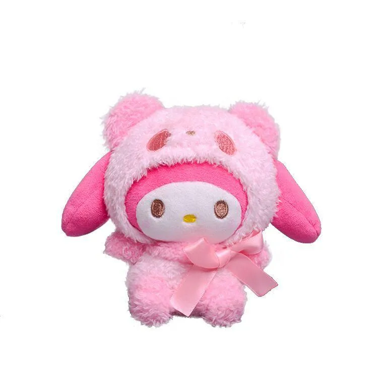 10Cm Kawaii Sanrio Anime Kuromi Melody Cinnamoroll Kt Cat Purin Dog Plush Toy Keychain Animals Cute Plushie Pendant Doll Girls