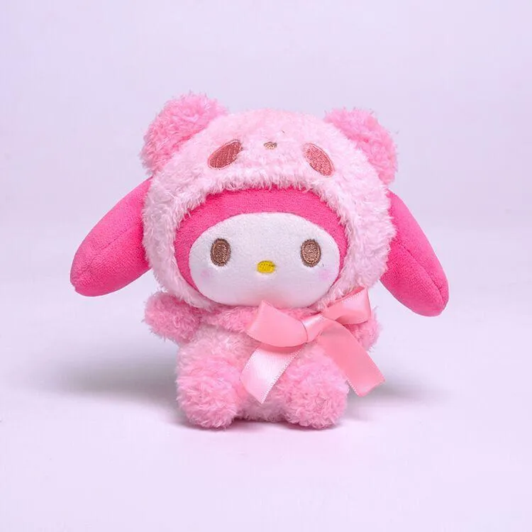 10Cm Kawaii Sanrio Anime Kuromi Melody Cinnamoroll Kt Cat Purin Dog Plush Toy Keychain Animals Cute Plushie Pendant Doll Girls