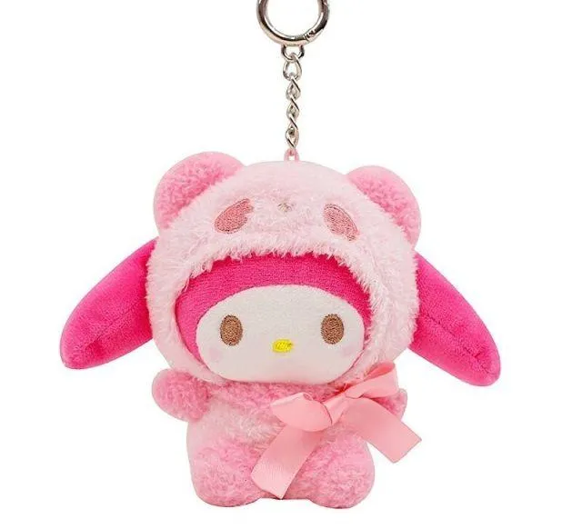 10Cm Kawaii Sanrio Anime Kuromi Melody Cinnamoroll Kt Cat Purin Dog Plush Toy Keychain Animals Cute Plushie Pendant Doll Girls