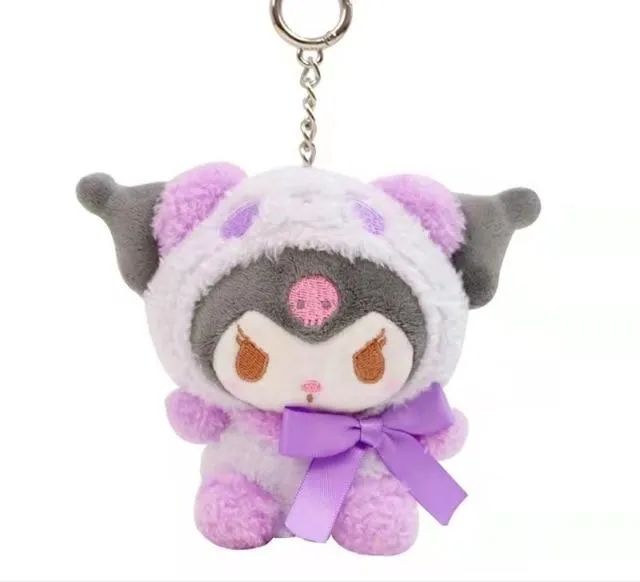 10Cm Kawaii Sanrio Anime Kuromi Melody Cinnamoroll Kt Cat Purin Dog Plush Toy Keychain Animals Cute Plushie Pendant Doll Girls