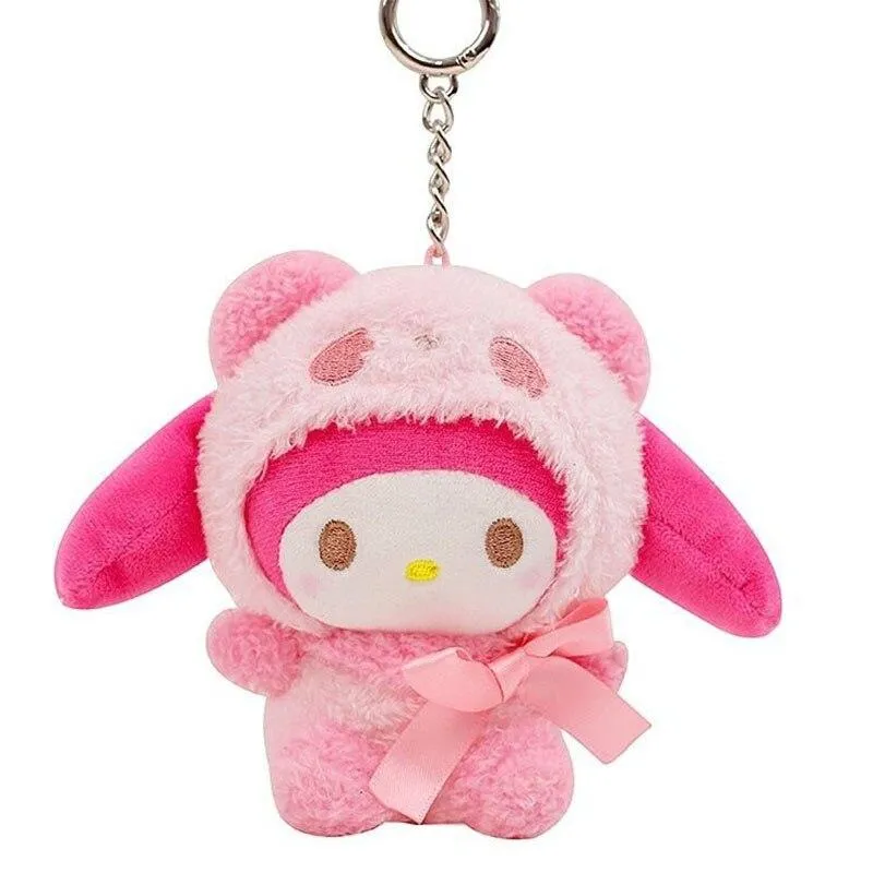 10Cm Kawaii Sanrio Anime Kuromi Melody Cinnamoroll Kt Cat Purin Dog Plush Toy Keychain Animals Cute Plushie Pendant Doll Girls