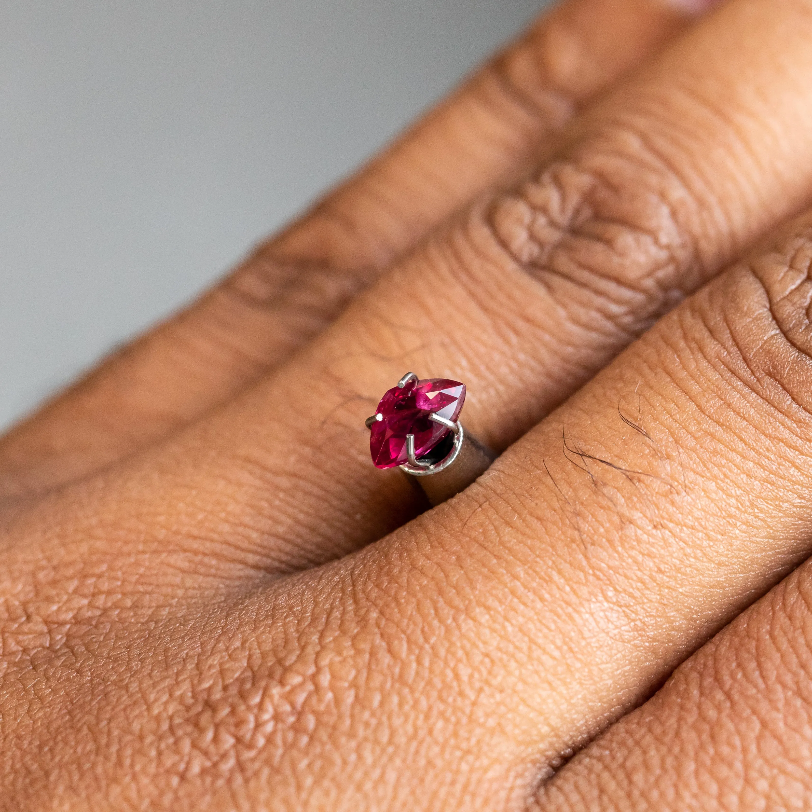 1.11CT TRILLION RUBY, MEDIUM RED PINK, 7.37X4.78X3.99MM, UNHEATED