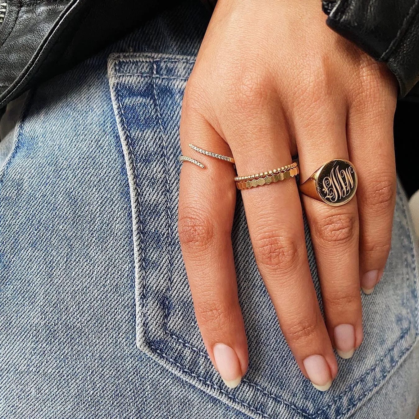 14K Gold Bead Ring