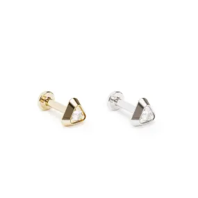 14K Gold Diamond Triangle Stud