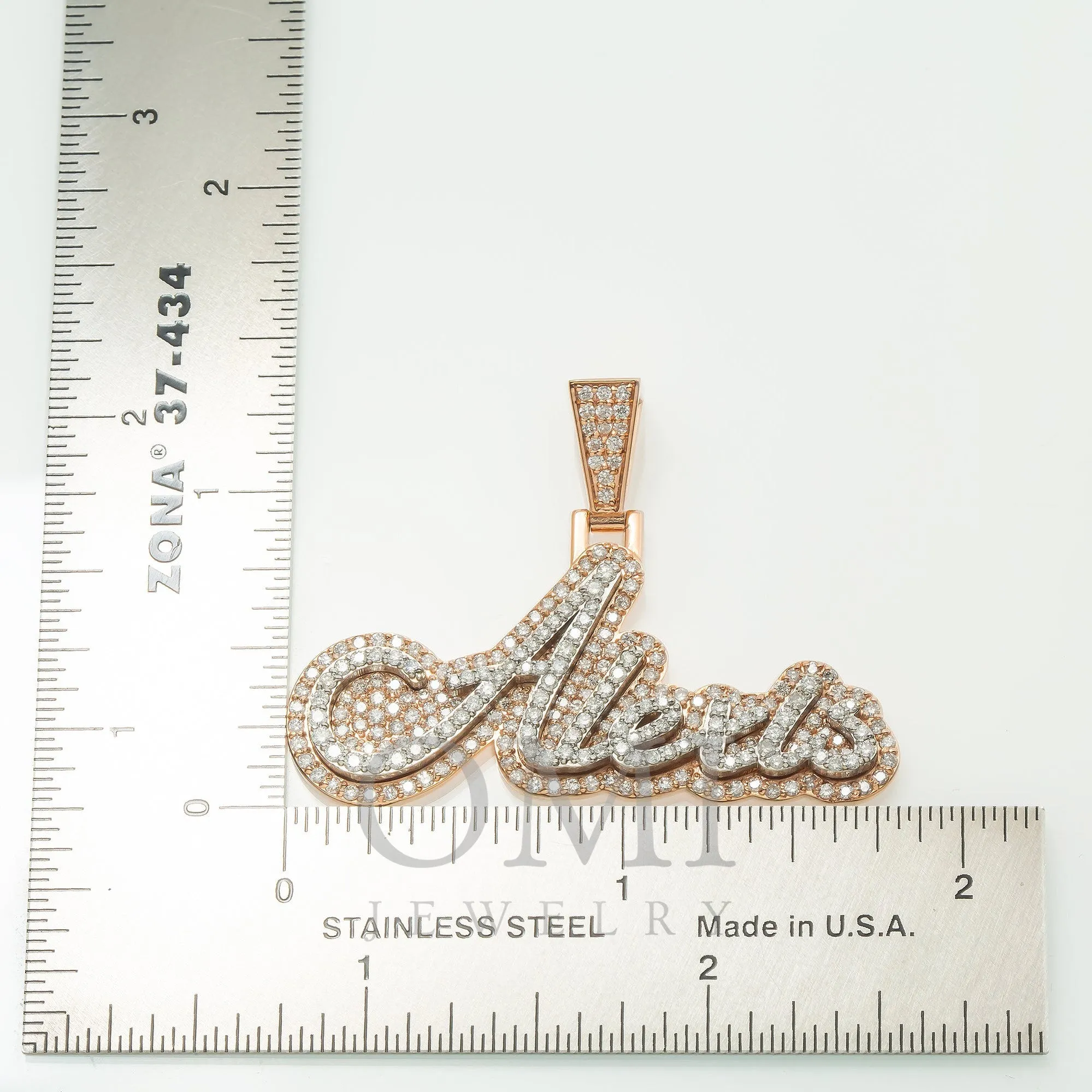 14K ROSE GOLD DIAMOND CUSTOM NAME PENDANT 2.0 CT