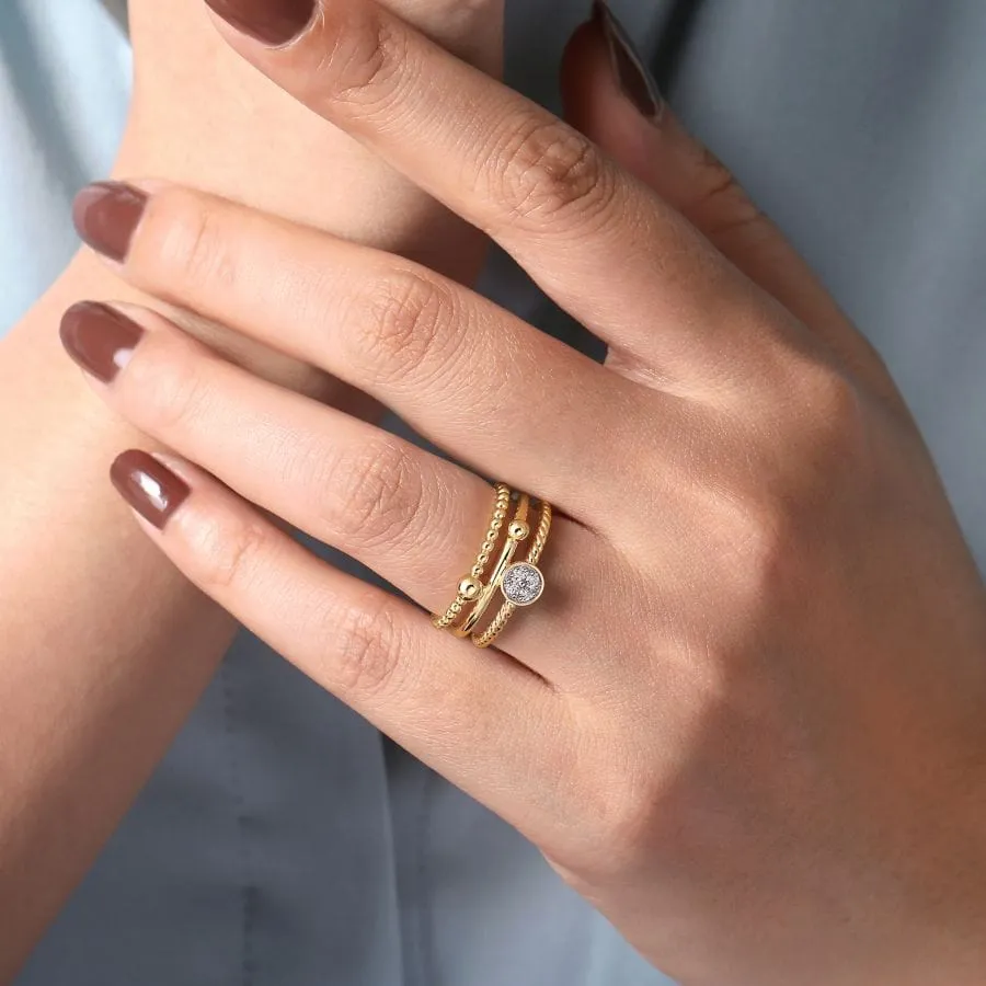 14K Yellow Gold Diamond and Twisted Rope Ring