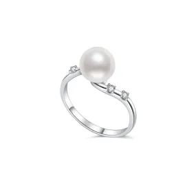 18K Diamond Akoya Pearl Ring KR00050