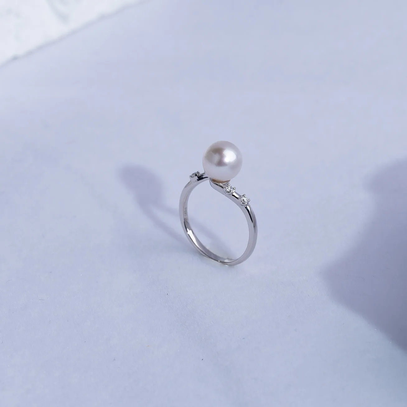 18K Diamond Akoya Pearl Ring KR00050