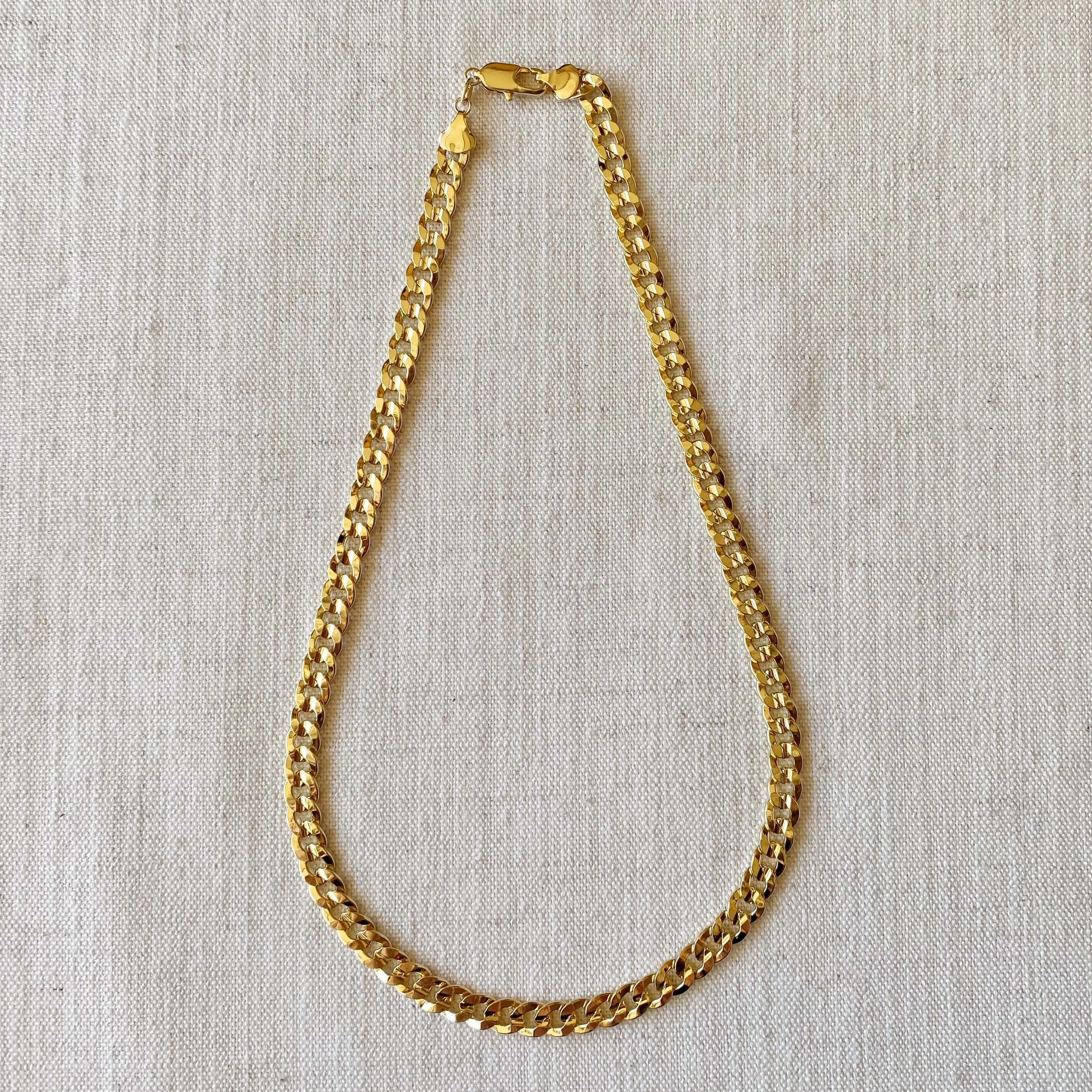 18k Gold Filled 8mm Diamond Cut Cuban Chain Necklace