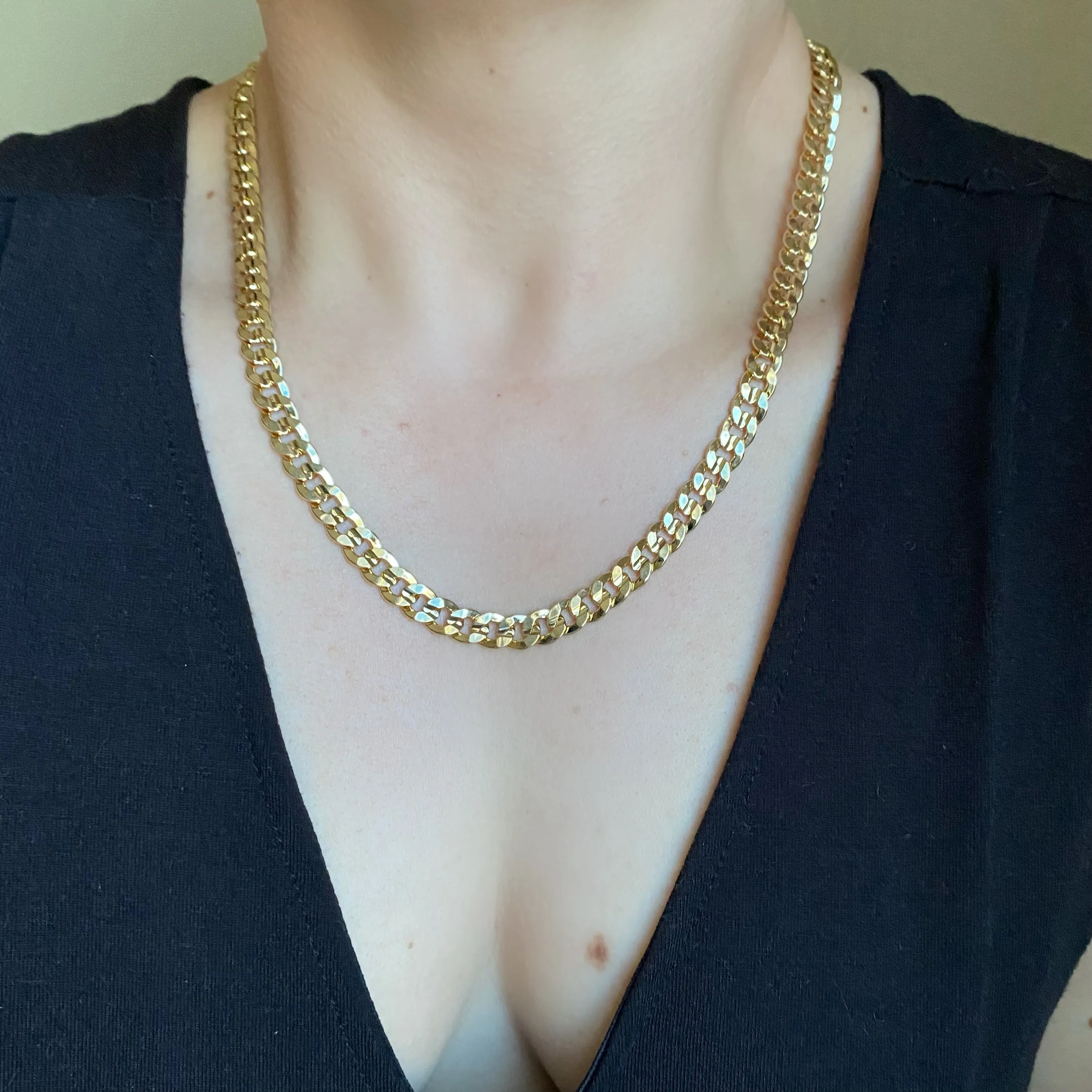 18k Gold Filled 8mm Diamond Cut Cuban Chain Necklace