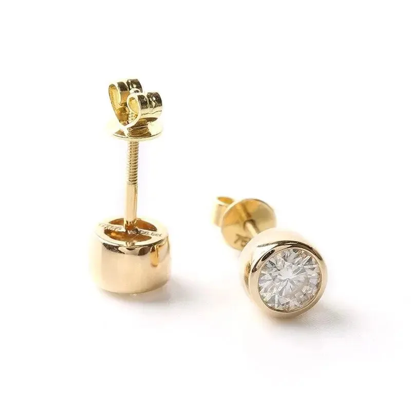 18k Yellow Gold Stud Moisssanite Earrings 1ctw