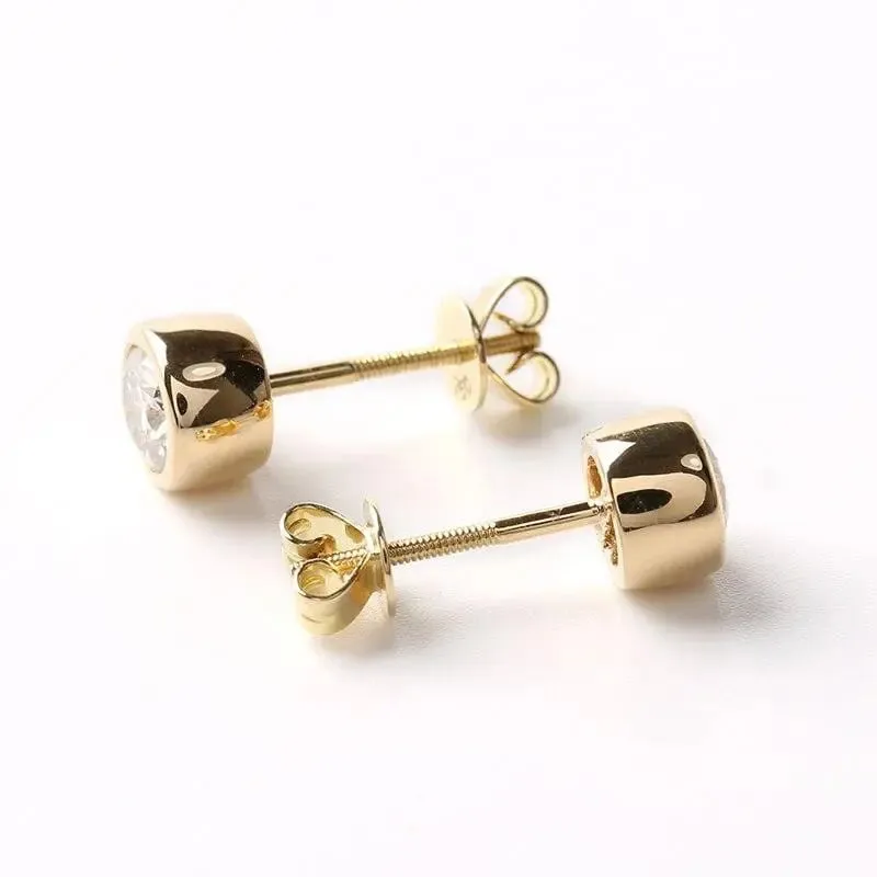 18k Yellow Gold Stud Moisssanite Earrings 1ctw