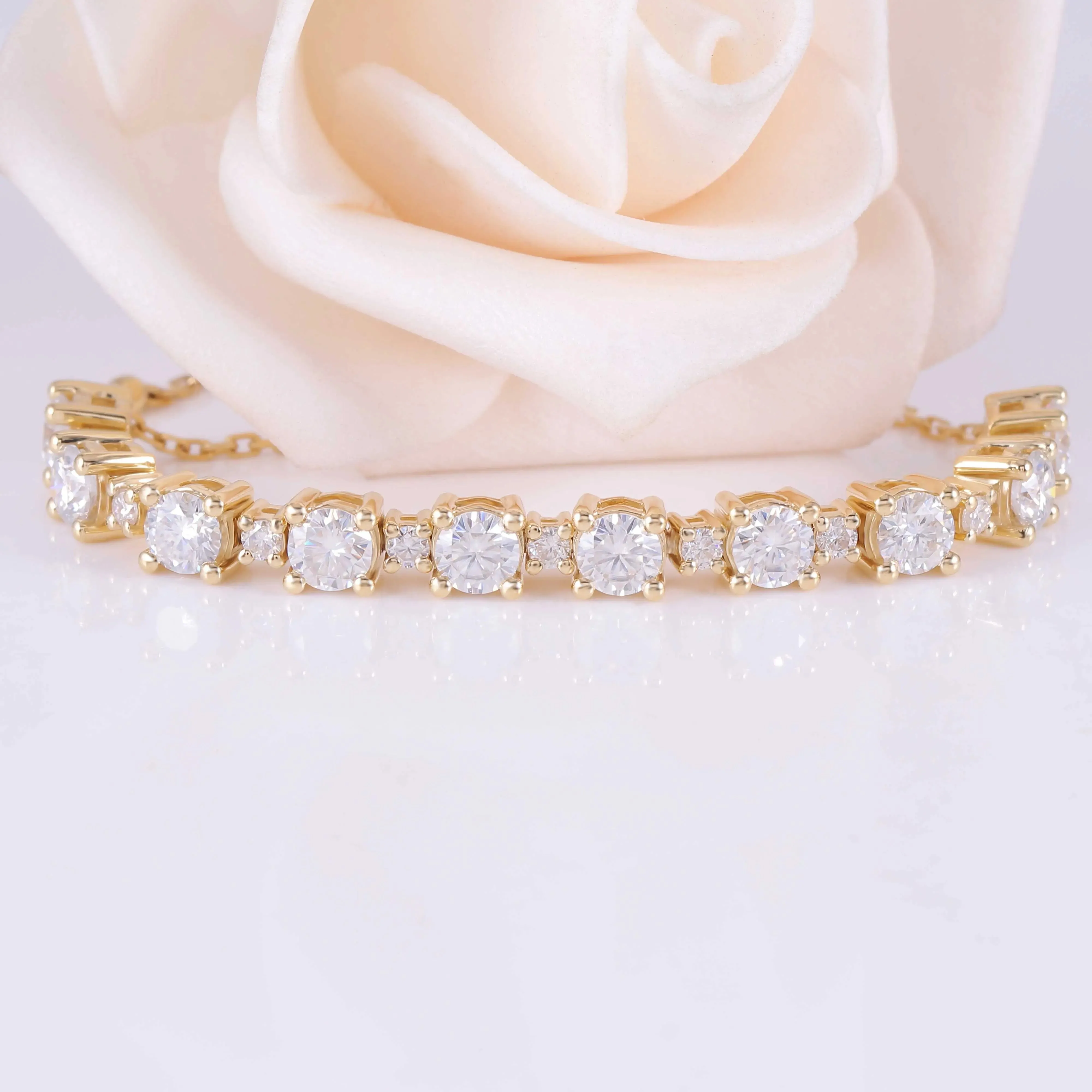 18k Yellow Gold Tennis Moissanite Bracelet 2.8ctw