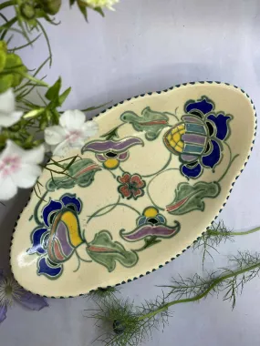 1950s Honiton Devon Pottery Serving Dish - Handpainted Craftsmanship