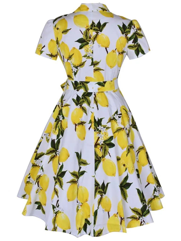 1960S Floral Print Swing Vintage Dress With Belt