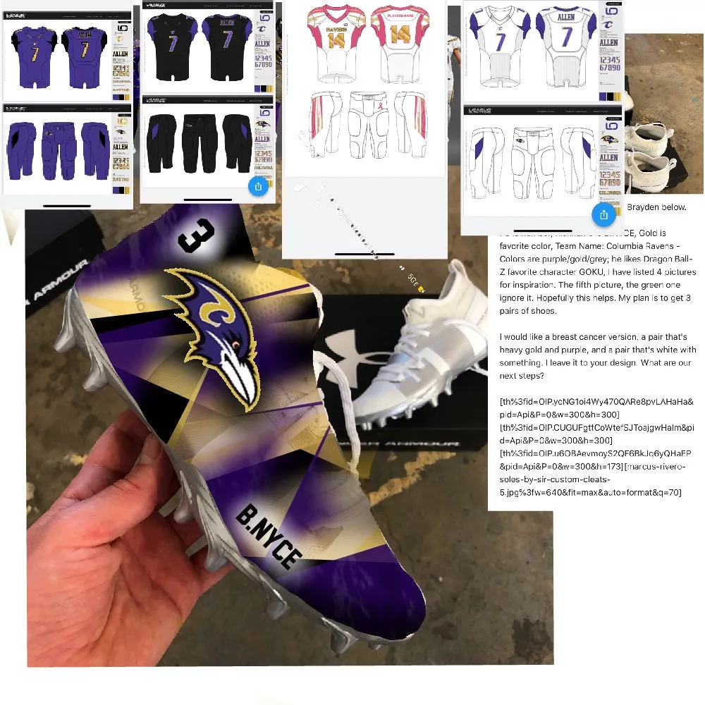 2 Pairs of Custom UA Cleats - Custom Order