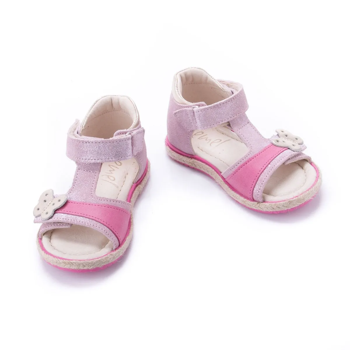 (2637-6)  Emel pink Velcro Sandals