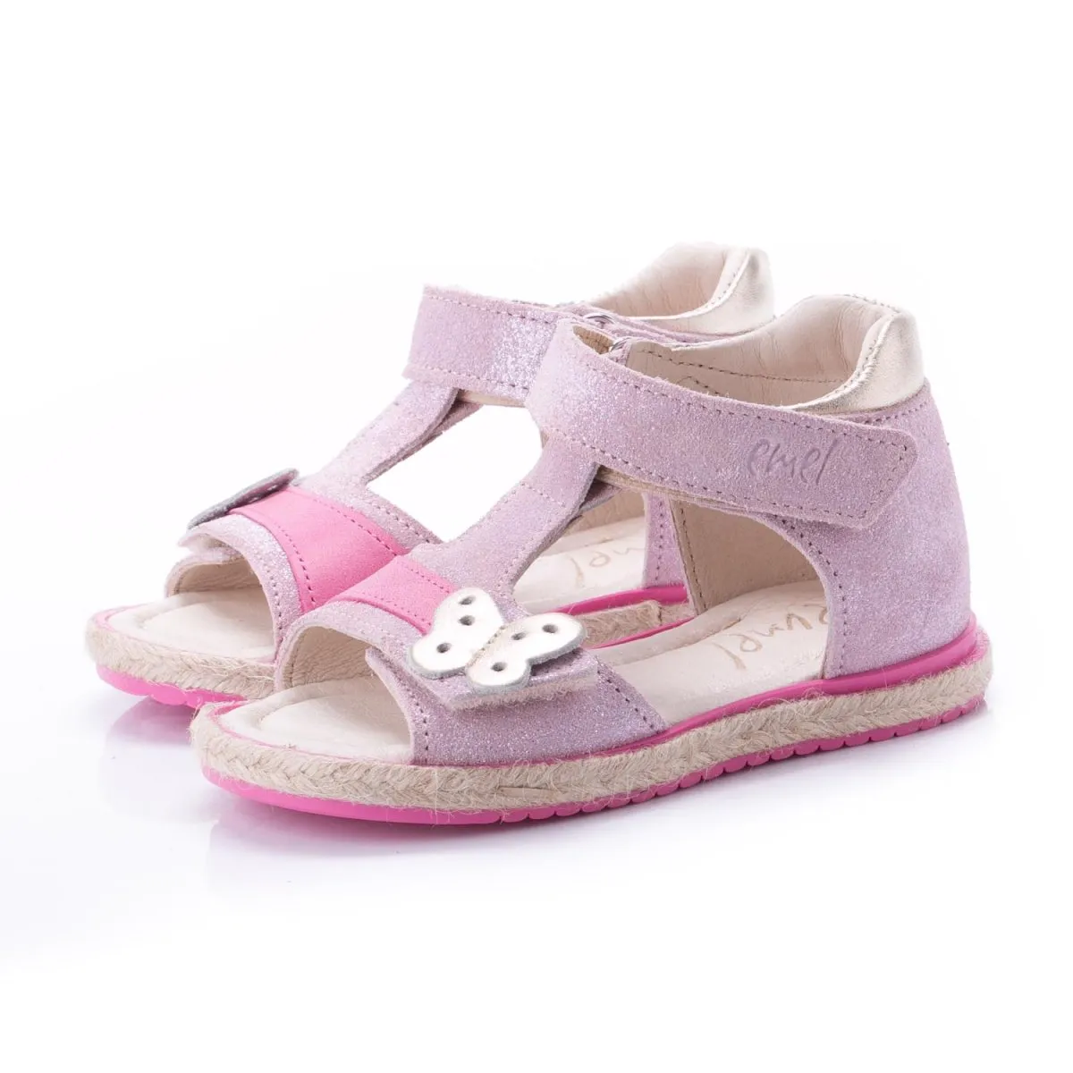 (2637-6)  Emel pink Velcro Sandals