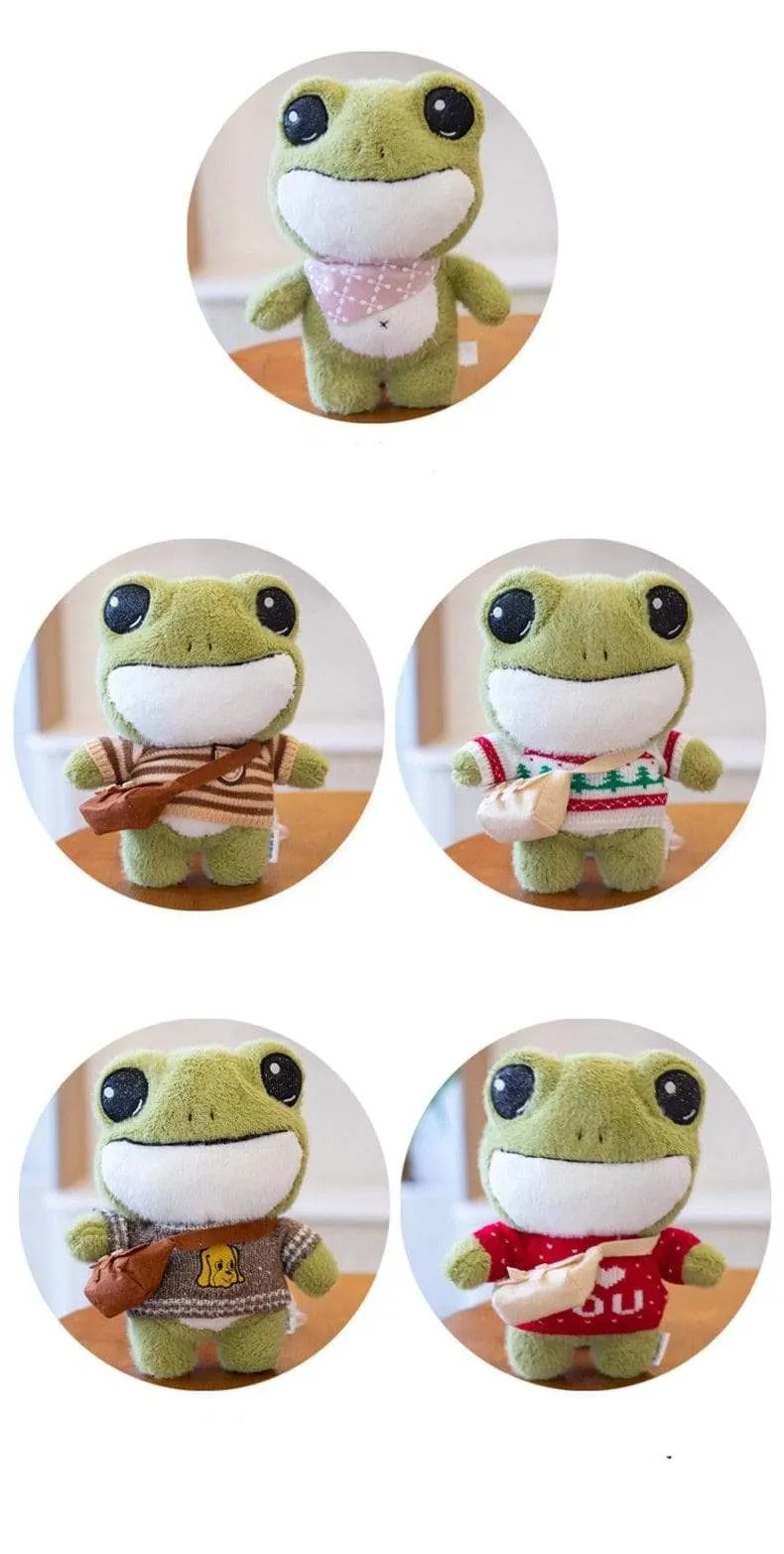 29cm Cute Plush Big Eyes Frog Toy Stuffed Animals Soft Sweater Crossbody Bag Kids Toys Birthday Christmas Gift for Girls Boys