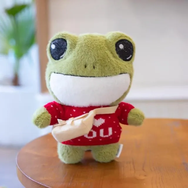 29cm Cute Plush Big Eyes Frog Toy Stuffed Animals Soft Sweater Crossbody Bag Kids Toys Birthday Christmas Gift for Girls Boys