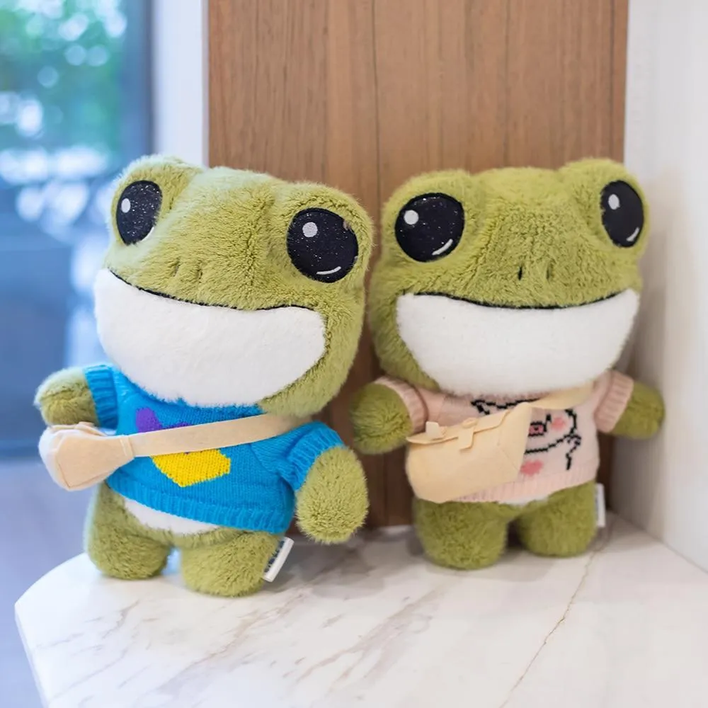 29cm Cute Plush Big Eyes Frog Toy Stuffed Animals Soft Sweater Crossbody Bag Kids Toys Birthday Christmas Gift for Girls Boys