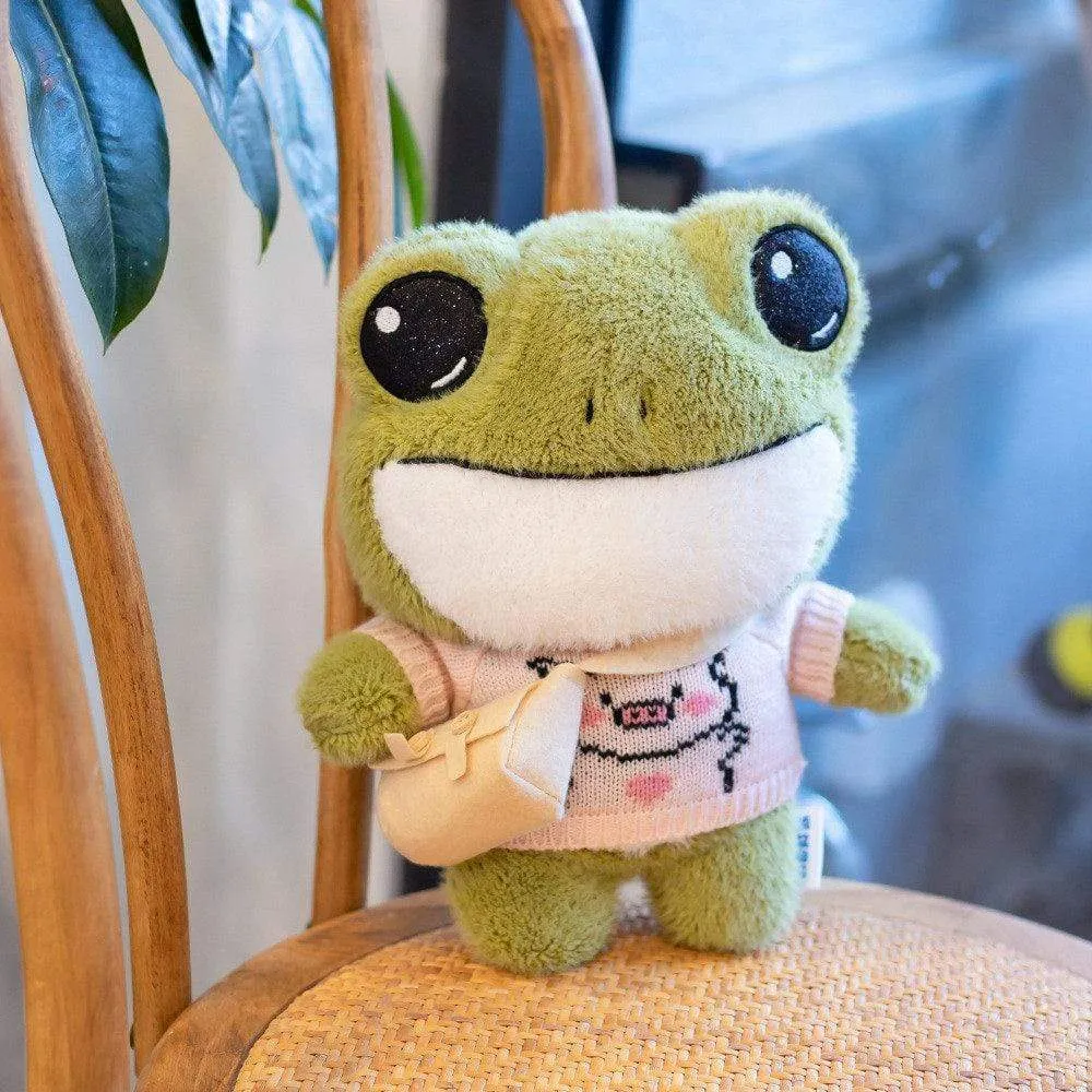 29cm Cute Plush Big Eyes Frog Toy Stuffed Animals Soft Sweater Crossbody Bag Kids Toys Birthday Christmas Gift for Girls Boys