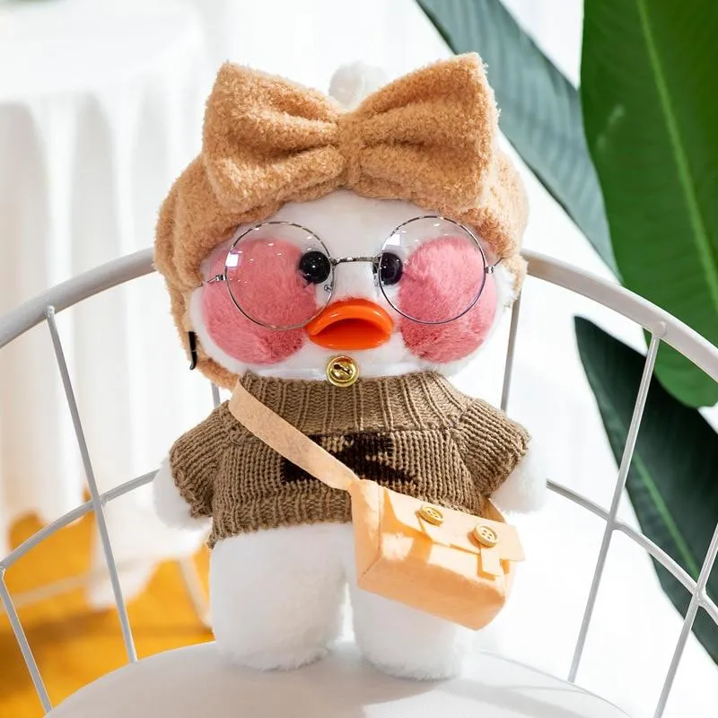 30cm New Hyaluronic Acid Duck Plush Dolls Cute Animal Ducks Stuffed Doll Toys For Girl Little Yellow Duck With Glasses Kids Gift