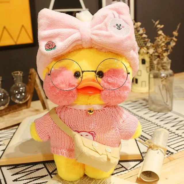 30cm New Hyaluronic Acid Duck Plush Dolls Cute Animal Ducks Stuffed Doll Toys For Girl Little Yellow Duck With Glasses Kids Gift