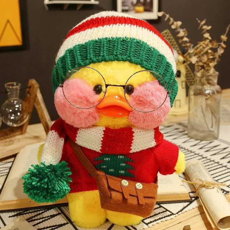 30cm New Hyaluronic Acid Duck Plush Dolls Cute Animal Ducks Stuffed Doll Toys For Girl Little Yellow Duck With Glasses Kids Gift