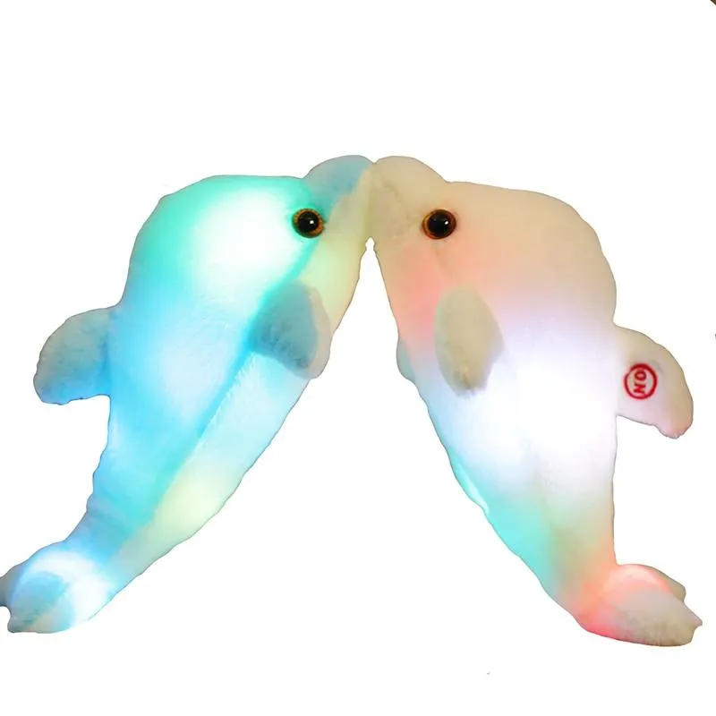 32cm Creative Luminous Plush Dolphin Doll Glowing Pillow, Colorful LED Light  Animal Toys Kids Children's Gift YYT220