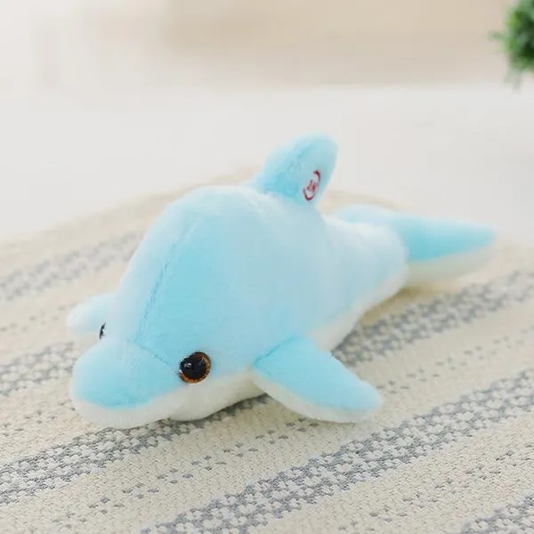 32cm Creative Luminous Plush Dolphin Doll Glowing Pillow, Colorful LED Light  Animal Toys Kids Children's Gift YYT220