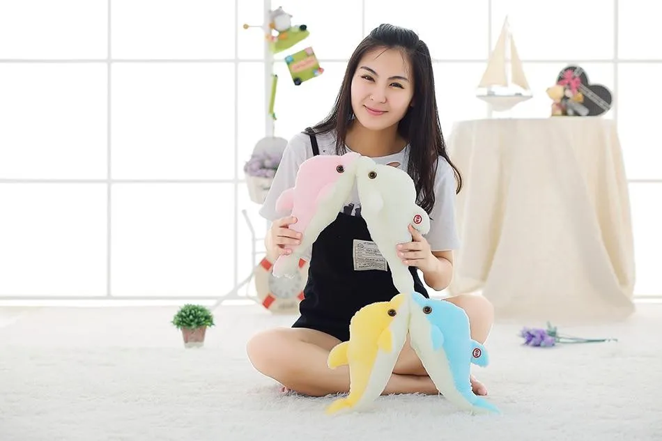 32cm Creative Luminous Plush Dolphin Doll Glowing Pillow, Colorful LED Light  Animal Toys Kids Children's Gift YYT220