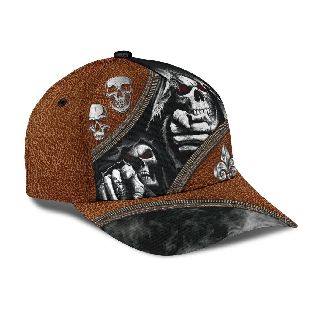 3D All Over Print The Death Classic Cap Hat Skull Baseball Cap Hat With Leather Pattern