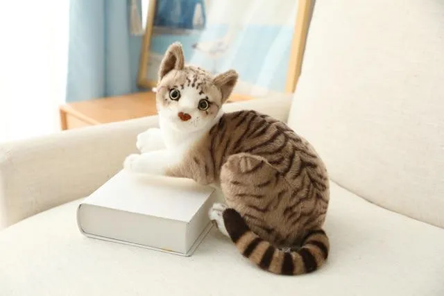 45 CM Lifelike American Shorthai Kitty Siamese Cat Plush Toys Cute Stuffed Simulation Animal Doll Children Home Decor Baby Gift