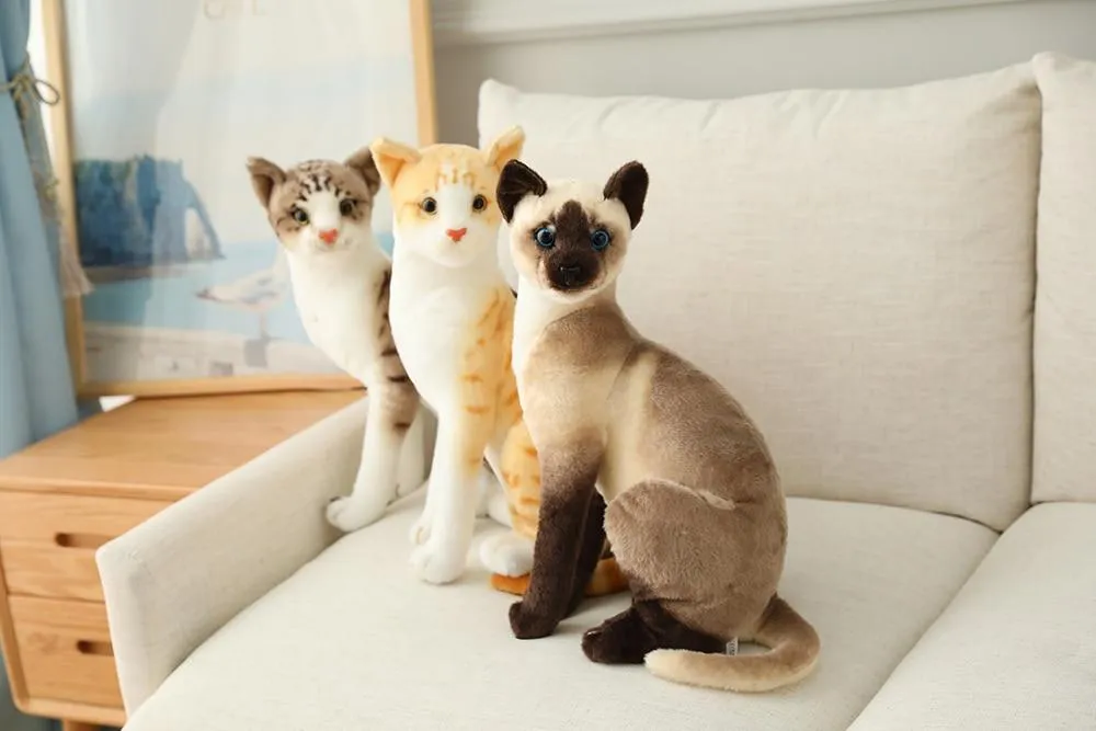 45 CM Lifelike American Shorthai Kitty Siamese Cat Plush Toys Cute Stuffed Simulation Animal Doll Children Home Decor Baby Gift