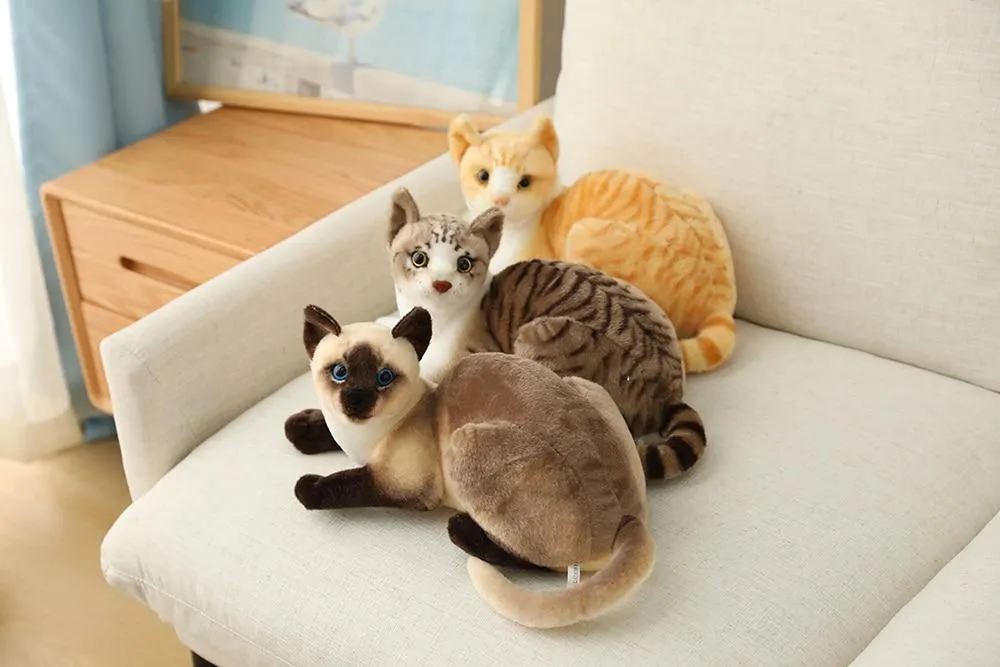 45 CM Lifelike American Shorthai Kitty Siamese Cat Plush Toys Cute Stuffed Simulation Animal Doll Children Home Decor Baby Gift