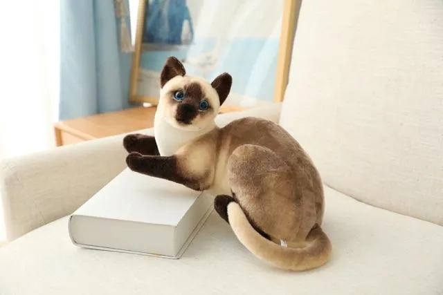 45 CM Lifelike American Shorthai Kitty Siamese Cat Plush Toys Cute Stuffed Simulation Animal Doll Children Home Decor Baby Gift