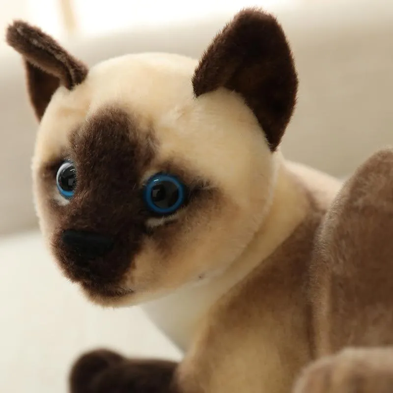 45 CM Lifelike American Shorthai Kitty Siamese Cat Plush Toys Cute Stuffed Simulation Animal Doll Children Home Decor Baby Gift