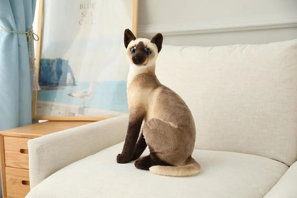 45 CM Lifelike American Shorthai Kitty Siamese Cat Plush Toys Cute Stuffed Simulation Animal Doll Children Home Decor Baby Gift