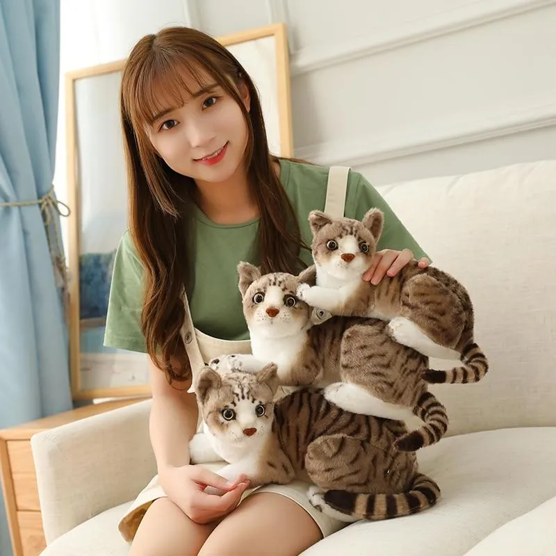 45 CM Lifelike American Shorthai Kitty Siamese Cat Plush Toys Cute Stuffed Simulation Animal Doll Children Home Decor Baby Gift