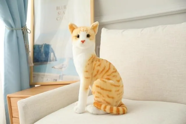 45 CM Lifelike American Shorthai Kitty Siamese Cat Plush Toys Cute Stuffed Simulation Animal Doll Children Home Decor Baby Gift