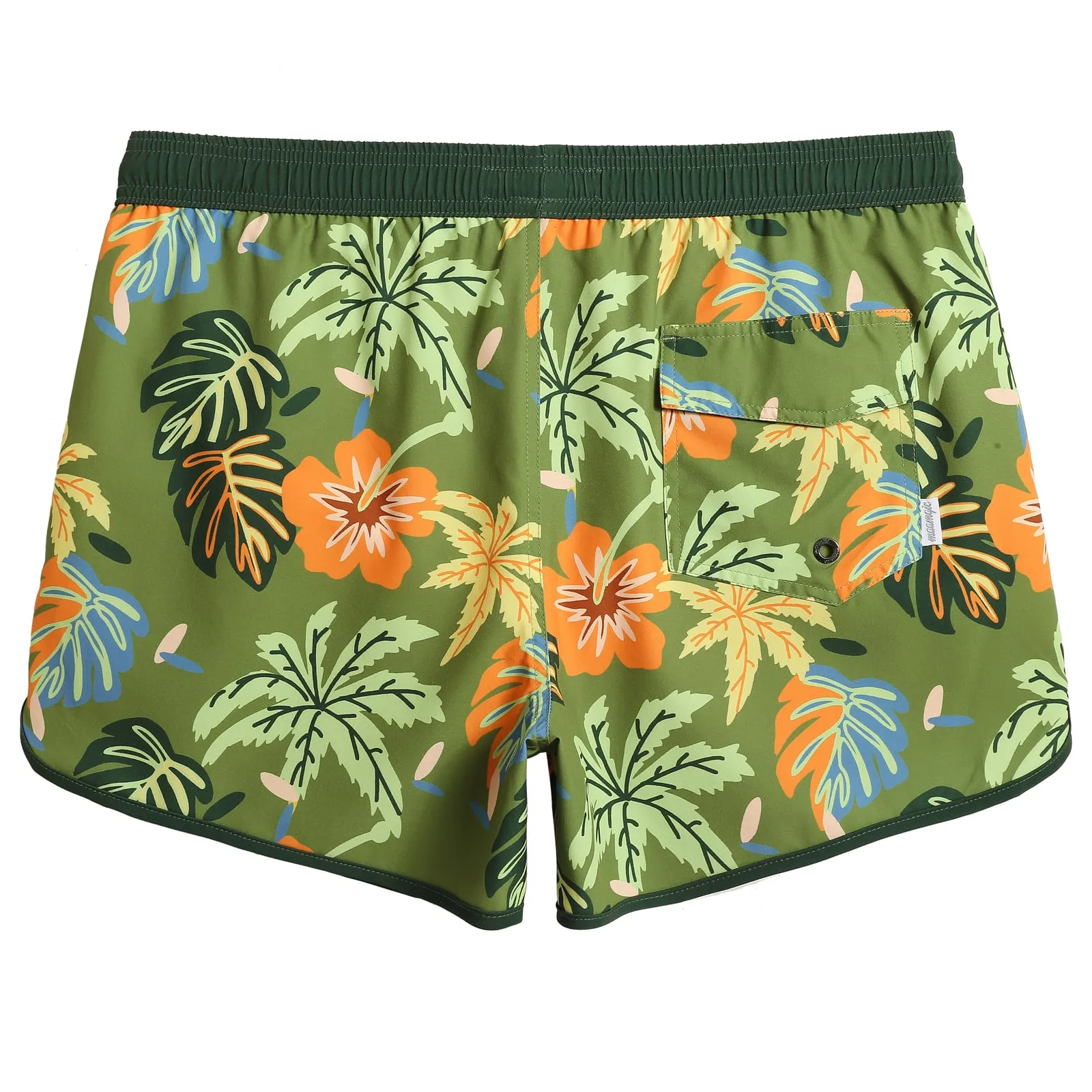 4.5 Inch Inseam Vintage Stretch Green Malaysia Swim Trunks