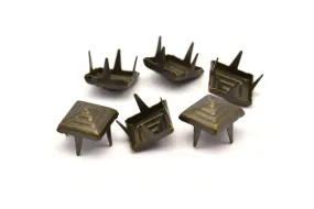 50 Pcs Antique Brass Square Pyramid Studs,findings (8mm) K177