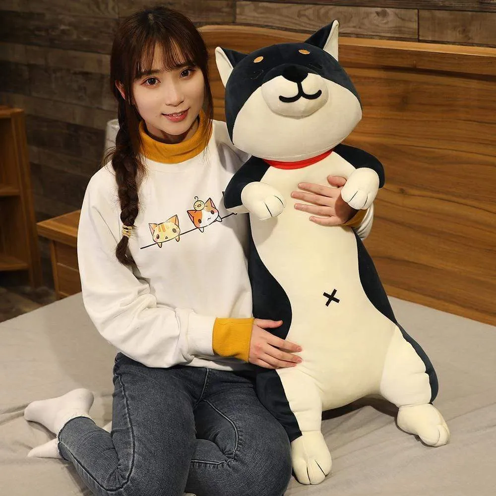 60-120cm Cute Shiba Inu Dog & Cat Plush Toys Stuffed Long Animals Sleep Boyfriend Pillow Doll Office Cushion Kids Girls Gift