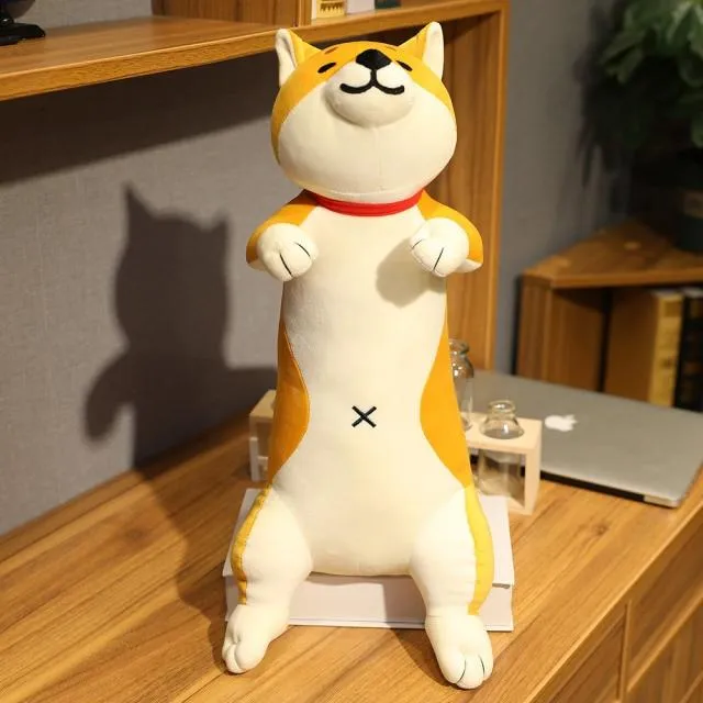 60-120cm Cute Shiba Inu Dog & Cat Plush Toys Stuffed Long Animals Sleep Boyfriend Pillow Doll Office Cushion Kids Girls Gift