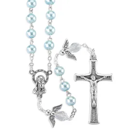 6mm Blue Pearlized Rosary